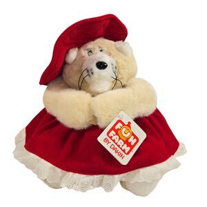 Dakin Fun Farm Plush‎ Posse Cats Miss Kitty Momentum Red Dress Hat Grandma 10"